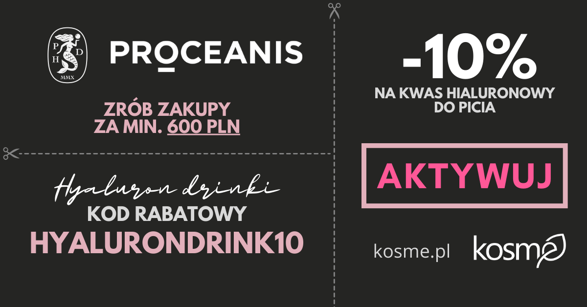 Kod rabatowy -10% na kwas hialuronowy do picia Proceanis Hyaluron Drink - drogeria online kosme.pl