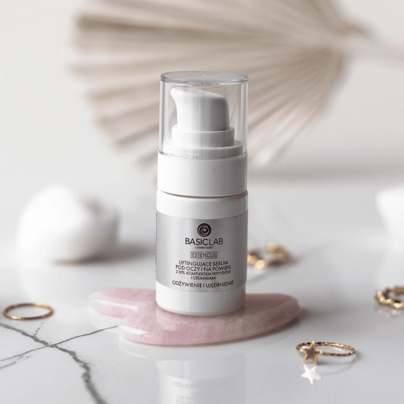 Liftingujące serum pod oczy i na powieki z 10% kompleksem peptydów i ceramidami - BasicLab - 15 ml