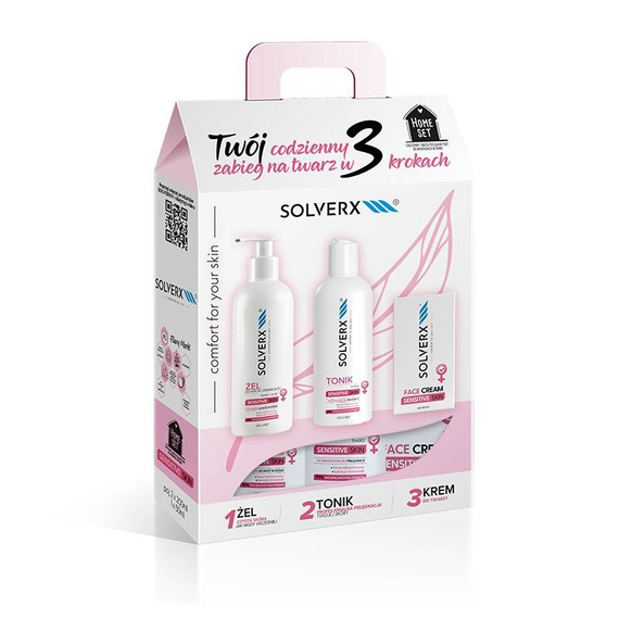 Zestaw kosmetyków do twarzy dla kobiet skóra wrażliwa SOLVERX Sensitive Skin Home SET for Women