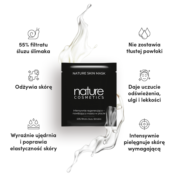 Intensywnie regenerująco-nawilżająca maska w płacie z naturalnym śluzem ślimaka - Nature Cosmetics - Nature Skin Mask - 1 szt.