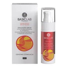 Emulsyjne serum z 1% czystego retinolu, 5% witaminą C i 2% komórkami macierzystymi z wąkrotki azjatyckiej - BasicLab - 30 ml