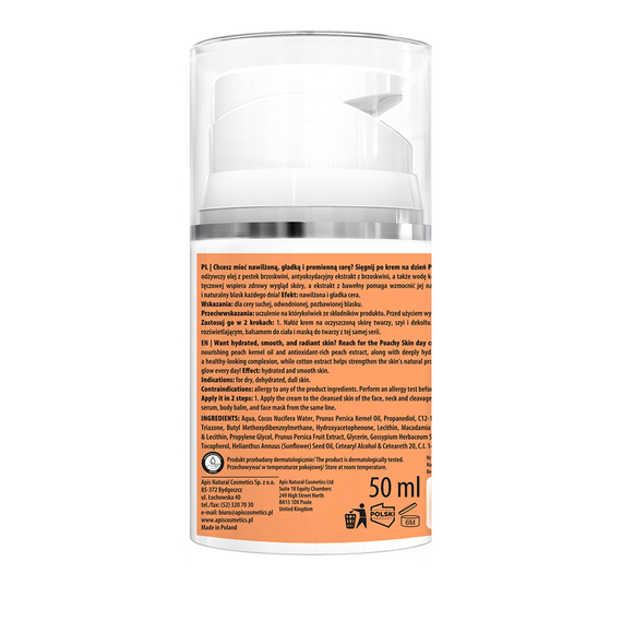 Nawilżający krem na dzień SPF 20 - Apis Peachy Skin - 50 ml