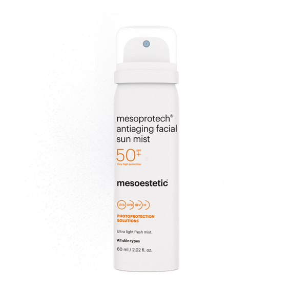 Mgiełka do twarzy SPF 50+ Mesoestetic Mesoprotech Antiaging Facial Sun Mist SPF 50+ 50 ml