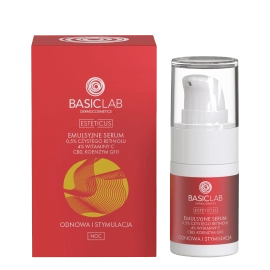 Emulsyjne serum z 0,5% czystego retinolu, 4% witaminy C, CBD i koenzymem Q10 - BasicLab - 15 ml