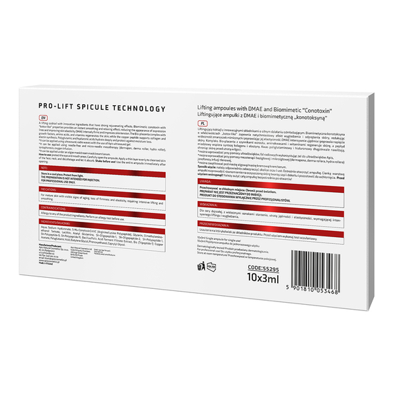 Liftingujące ampułki z DMAE i biomimetyczną konotoksyną - Apis Pro-Lift Spicule Technology - 10 x 3 ml