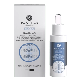 Nawilżający emu-żel do twarzy z 6% ektoiną i komórkami macierzystymi ze śnieżnego lotosu - BasicLab - 30 ml