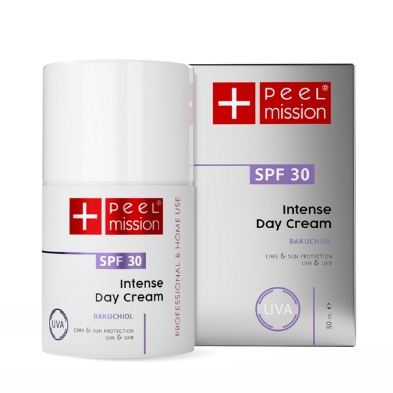 Krem na dzień z bakuchiolem - skóra dojrzała i trądzik - filtry SPF 30 - Peel Mission - Intense - Day Cream SPF30 Bakuchiol - 50 ml